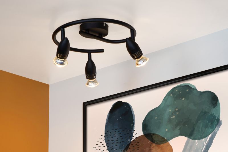 Lucide CARO - Stropné bodové svietidlo - Ø 31 cm - 3xGU10 - Čierna